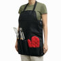GREAT BBQ - BBQ-schort met BBQ-bestek rood, zilver, zwart