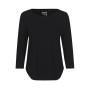 LADIES THREE QUARTER SLEEVE T-SHIRT, BLACK, XS, NEUTRAL
