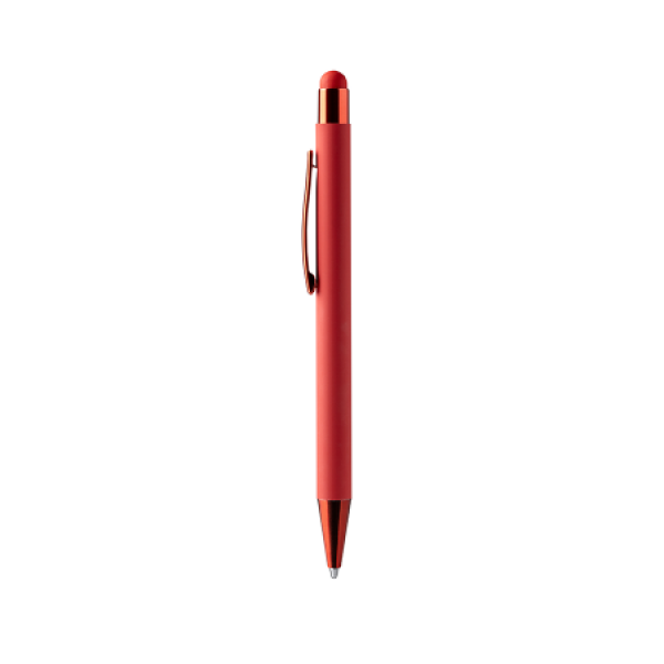 PERET, drukbalpen soft-touch met stylus. Geschikt voor lasergravure - rood PERET, drukbalpen soft-touch met stylus. Geschikt voor lasergravure - rood