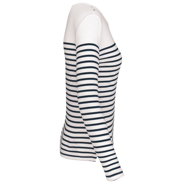 Gestreept dames-T-shirt lange mouwen White / Navy Stripes S Gestreept dames-T-shirt lange mouwen White / Navy Stripes S