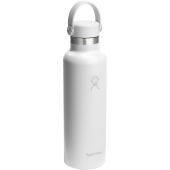 Hydro Flask Standard Mouth 621 ml geïsoleerde roestvrijstalen waterfles met rietje-dop - Wit