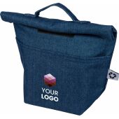 Gerecycled denim roll-top koeltas Mira blauw