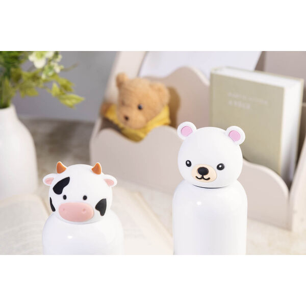 Kinderbeker dubbelwandig Dieren | Gerecycled RVS | 500 ml | Schoolbeker | Koe | Wit-Zwart Kinderbeker dubbelwandig Dieren | Gerecycled RVS | 500 ml | Schoolbeker | Koe | Wit-Zwart