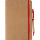 Gerecycled kartonnen notitieboekje (A5) Theodore rood