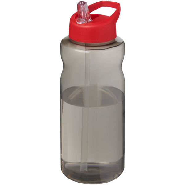 H2O Active® Eco Big Base 1 l drinkfles met tuitdeksel - Charcoal/Rood