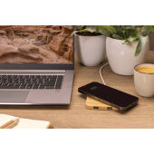 Bamboe 10W draadloze oplader met USB, bruin