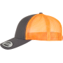 Tweekleurige Retro Truckerpet Charcoal / Neon Orange One Size