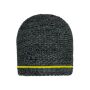 Coarse Knitted Beanie black-melange/yellow