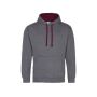 VARSITY HOODIE, CHARCOAL / BURGUNDY, XXL, JUST HOODS