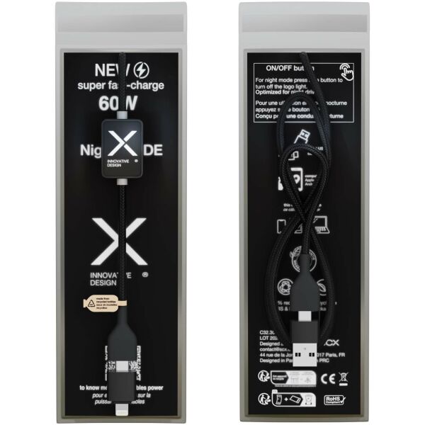 SCX.design C32 60 W switch oplaadkabel met oplichtend logo - Zwart SCX.design C32 60 W switch oplaadkabel met oplichtend logo - Zwart