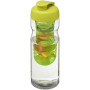 H2O Active® Base 650 ml sportfles en infuser met flipcapdeksel - Transparant/Lime