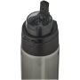 Theron 700 ml RCS-waterfles van gerecycled plastic met een deksel met dubbele functie en een uitklapbaar rietje - Zwart Theron 700 ml RCS-waterfles van gerecycled plastic met een deksel met dubbele functie en een uitklapbaar rietje - Zwart