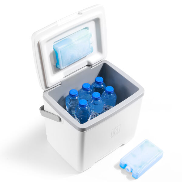 Brisby Koelbox - Frigobox - 13L - Wit - Tot maximaal 40 uur isolatie - Incl. 2 dikke koelelementen van 450ml - Temperatuur veilige sluiting - Nieuw ontwerp met koelelement vergrendeld in deksel