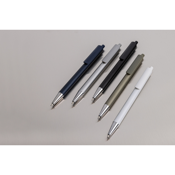 Amisk RCS-gecertificeerde pen van gerecycled aluminium, zilver, grijs