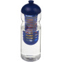 H2O Active® Base 650 ml bidon en infuser met koepeldeksel - Transparant/Blauw