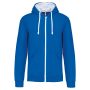 Herensweater met rits en capuchon in contrasterende kleur Light Royal Blue / White XS
