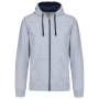 Herensweater met rits en capuchon in contrasterende kleur Oxford Grey / Navy XS
