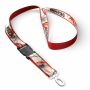 Afneembare polyester keycord met gesublimeerde satijnen overlay