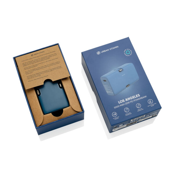 Urban Vitamin Los Angeles RCS rplastic 20W PD powerbank, blauw Urban Vitamin Los Angeles RCS rplastic 20W PD powerbank, blauw