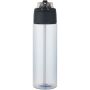 Theron 700 ml RCS-waterfles van gerecycled plastic met een deksel met dubbele functie en een uitklapbaar rietje - Hale blauw Theron 700 ml RCS-waterfles van gerecycled plastic met een deksel met dubbele functie en een uitklapbaar rietje - Hale blauw