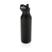 Avira Ara RCS recycled staal fliptop water fles 500ML, zwart