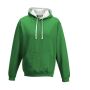 VARSITY HOODIE, KELLY GREEN/ARCTIC WHITE, XXL, JUST HOODS