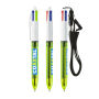 BIC® 4 Colours Fluo balpen + lanyard 4 Colours Fluo ballpen LP clear yellow_UP white_RI black