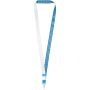 Isla 1-meter RPET sublimatie lanyard met safety breakaway sluiting - Lichtblauw/Wit/Wit