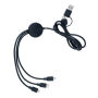 RCS recycled TPE en gerecycled plastic 6-in-1 kabel, zwart